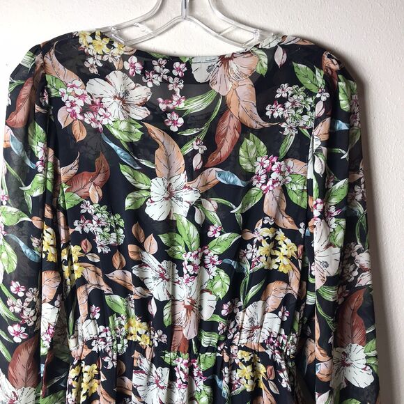 NWOT Code X Mode Woman's Multicolored Floral Sheer Dress With Pockets Size XS - Picture 3 of 11